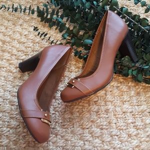 Brown Buckled Pumps